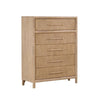 Dory 54 Inch Tall Dresser Chest, 5 Drawers, Natural Wire Brushed Brown Wood