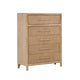 Dory 54 Inch Tall Dresser Chest, 5 Drawers, Natural Wire Brushed Brown Wood