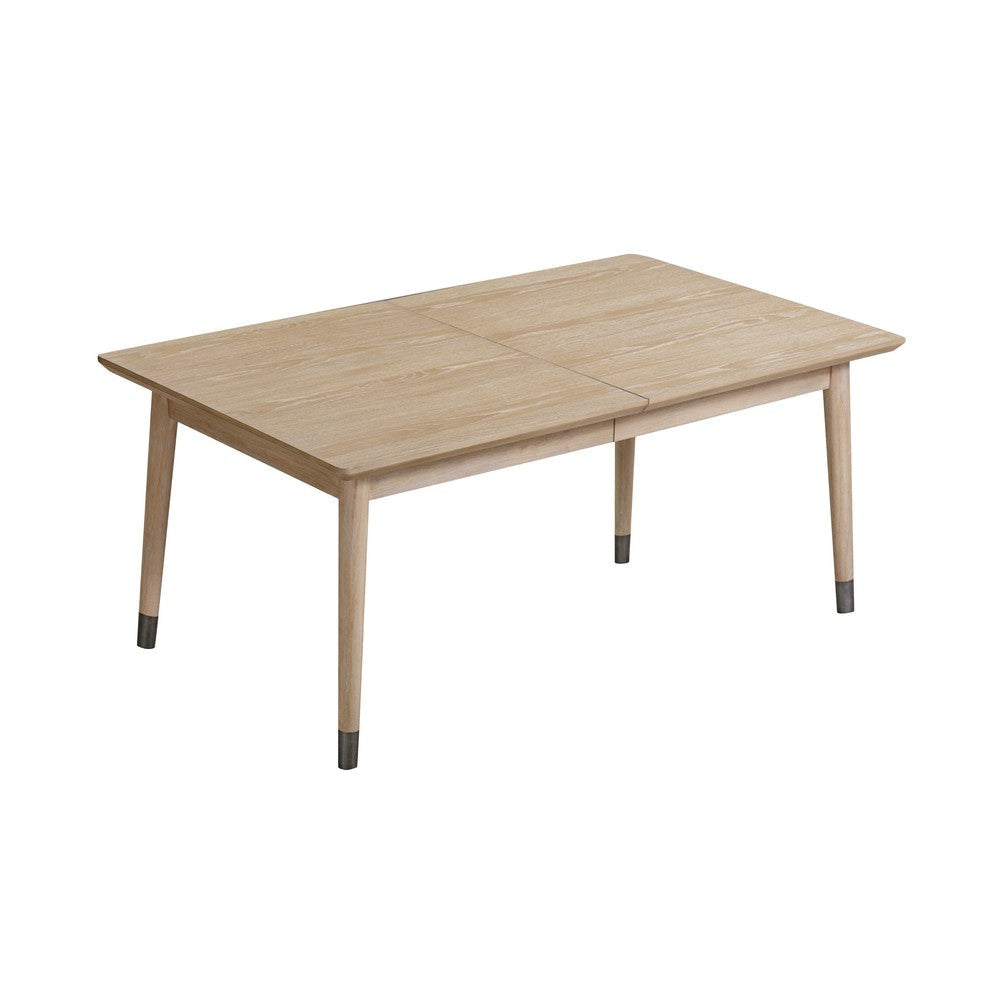 68-82 Inch Extendable Dining Table, Rectangular Top, Cone Legs, Brown Wood