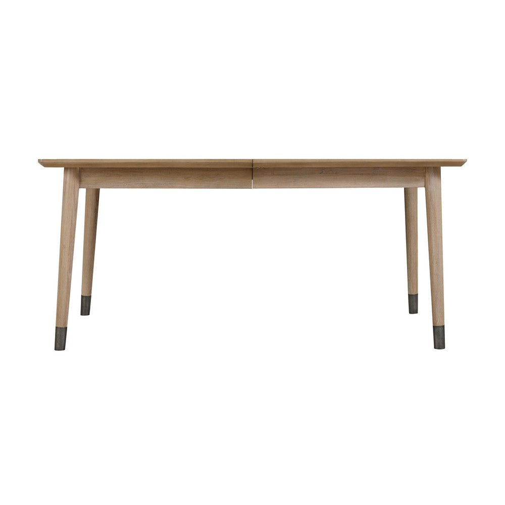 68-82 Inch Extendable Dining Table Rectangular Top Cone Legs Brown Wood BM309117