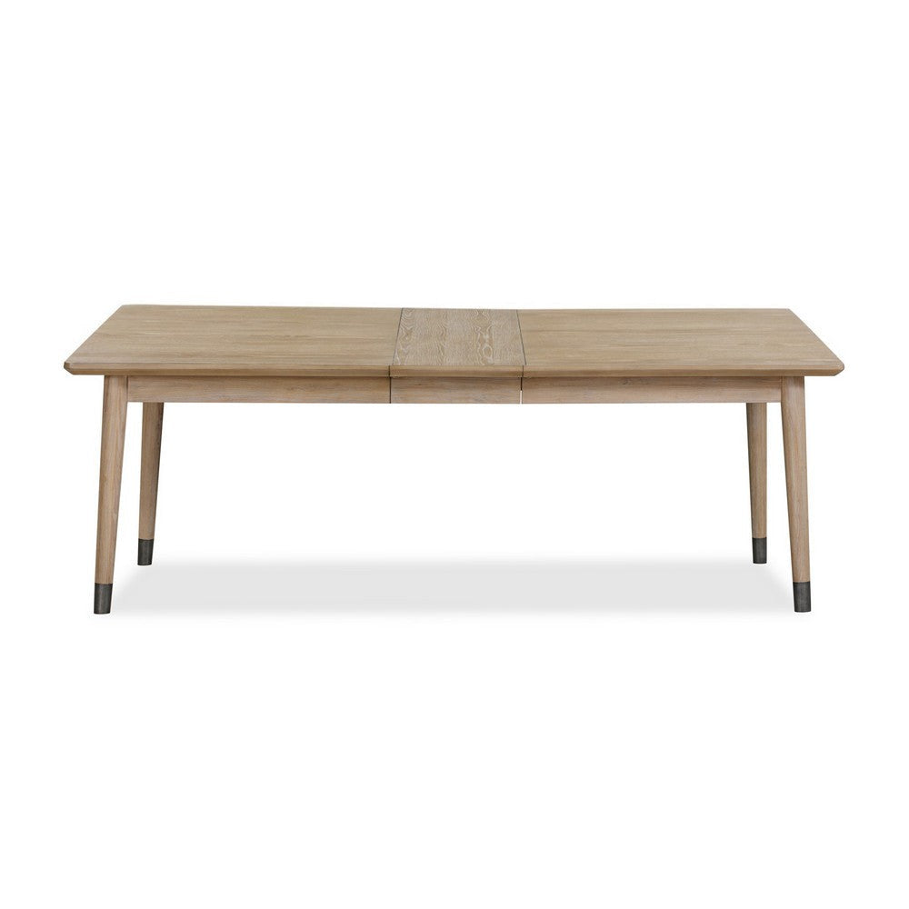 68-82 Inch Extendable Dining Table Rectangular Top Cone Legs Brown Wood BM309117