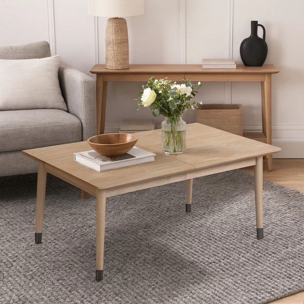 68-82 Inch Extendable Dining Table, Rectangular Top, Cone Legs, Brown Wood