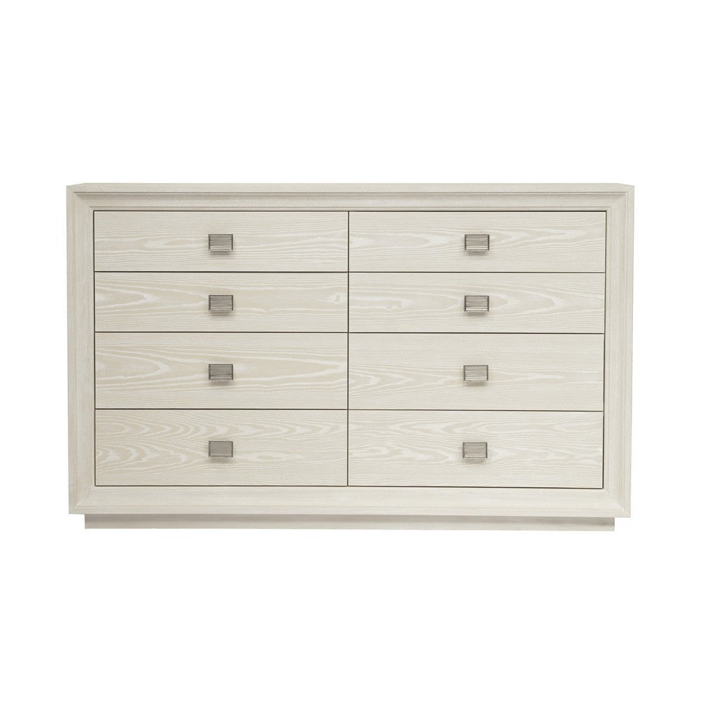 Maxi 66 Inch Dresser 8 Drawers Metal Handles Rustic Design Beige Wood BM309118