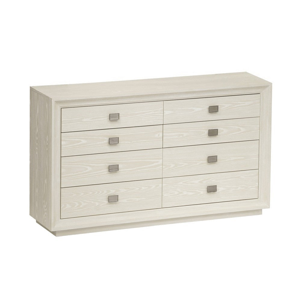 Maxi 66 Inch Dresser, 8 Drawers, Metal Handles, Rustic Design, Beige Wood