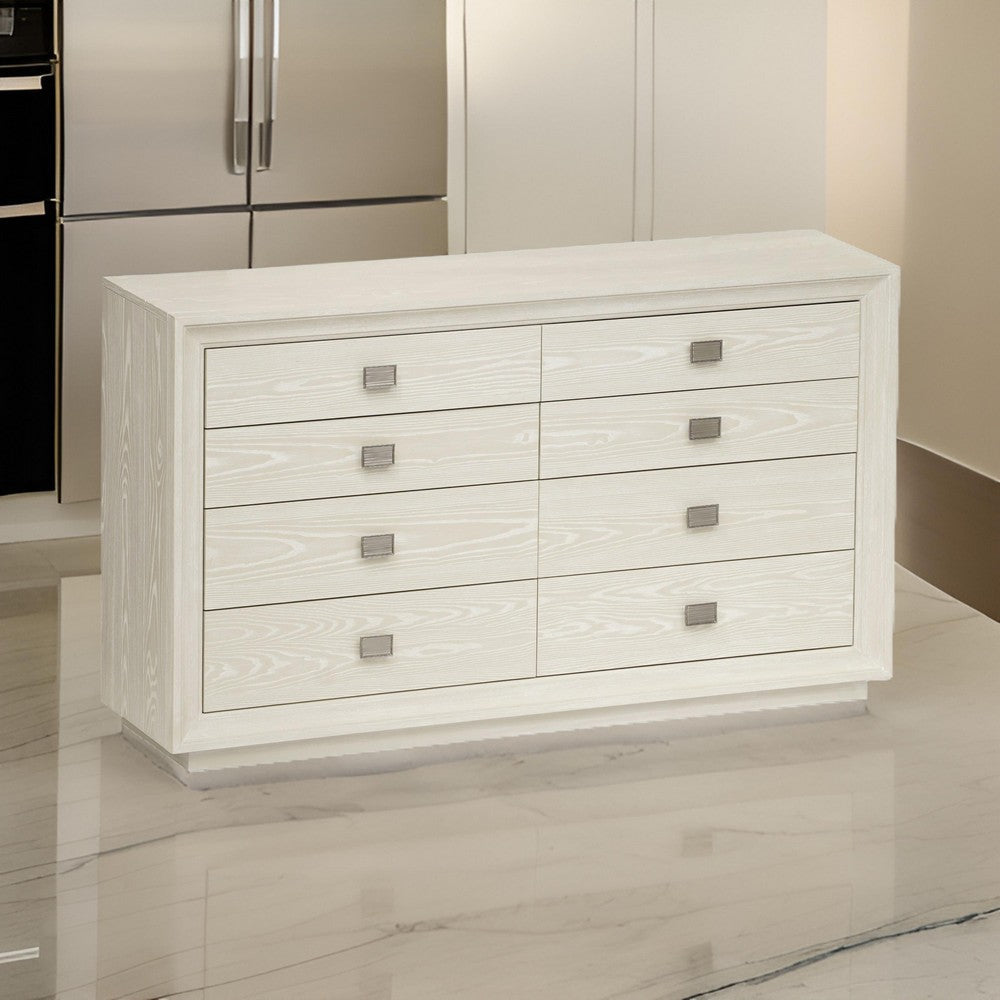 Maxi 66 Inch Dresser, 8 Drawers, Metal Handles, Rustic Design, Beige Wood
