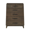Dee 54 Inch Tall Dresser Chest 5 Drawers Wood Grains Dark Brown Wood BM309121