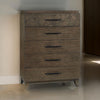 Dee 54 Inch Tall Dresser Chest, 5 Drawers, Wood Grains, Dark Brown Wood