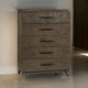 Dee 54 Inch Tall Dresser Chest, 5 Drawers, Wood Grains, Dark Brown Wood