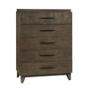 Dee 54 Inch Tall Dresser Chest, 5 Drawers, Wood Grains, Dark Brown Wood