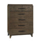 Dee 54 Inch Tall Dresser Chest, 5 Drawers, Wood Grains, Dark Brown Wood