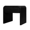 Cave 26 Inch Nightstand Curved Side Panel 1 Drawer Black Wood Finish BM309126