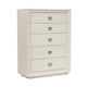 Maxi 54 Inch Tall Dresser Chest, 5 Drawers with Metal Handles, Beige Wood