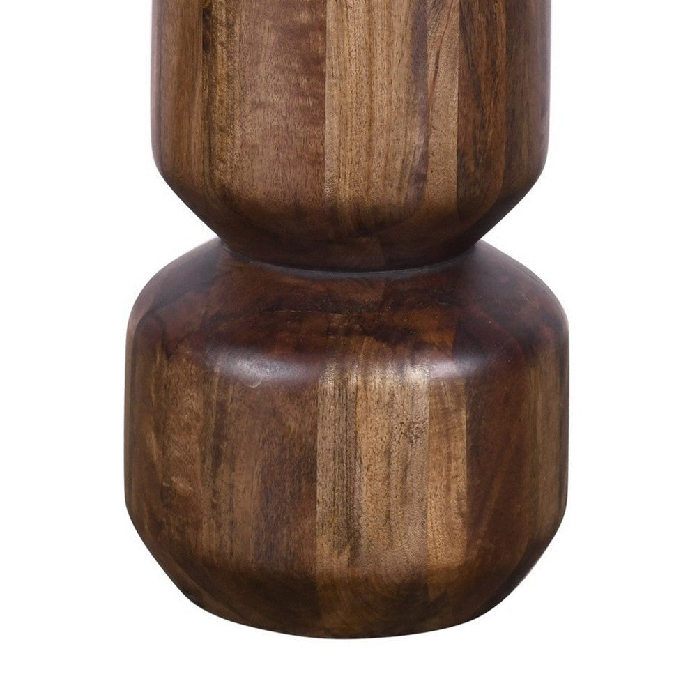 Rise 23 Inch Side End Table Round Modern Pedestal Base Brown Wood BM309134