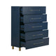 Herst 54 Inch Tall Dresser Chest 5 Drawers Acrylic Bar Handles Blue Wood BM309136