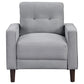 Bow 32 Inch Accent Chair Grid Tufted Track Arms Self Welt Trim Gray By Casagear Home BM309144