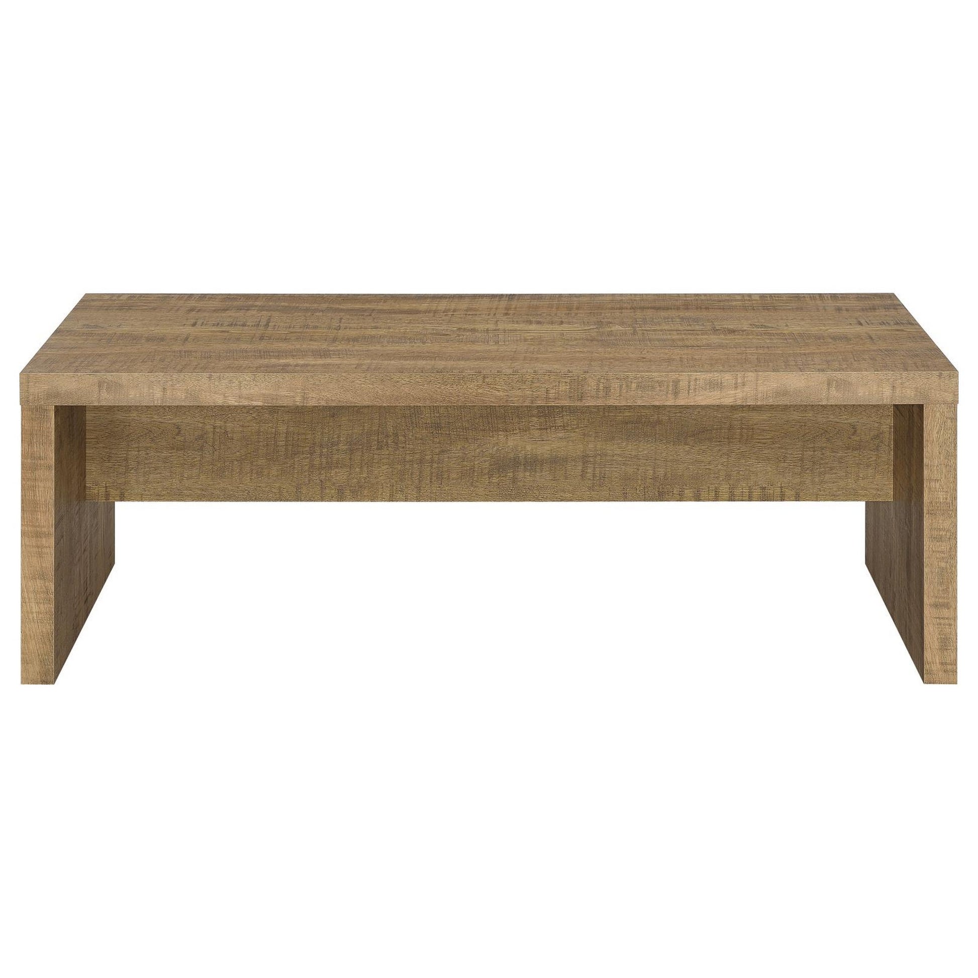 Nette 47 Inch Coffee Table with Rough Hewn Saw Marks Wood Natural Brown By Casagear Home BM309146