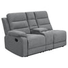 106 Inch 3 Piece Sectional Sofa Manual Recliner Dual AC/USB Smoke Gray By Casagear Home BM309158