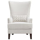 31 Inch Accent Armchair Elegant Wingback Rubberwood Latte Beige Fabric By Casagear Home BM309160