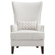 31 Inch Accent Armchair Elegant Wingback Rubberwood Latte Beige Fabric By Casagear Home BM309160