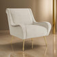 Rik 31 Inch Accent Armchair, Metal Legs, Velvet, Stone Beige and Gold By Casagear Home