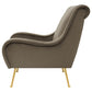 Rik 31 Inch Accent Armchair Metal Legs Velvet Truffle Brown and Gold By Casagear Home BM309162