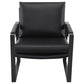 Rosy 28 Inch Accent Armchair Vegan Faux Leather Black and Charcoal Finish By Casagear Home BM309163