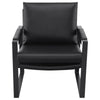 Rosy 28 Inch Accent Armchair Vegan Faux Leather Black and Charcoal Finish By Casagear Home BM309163