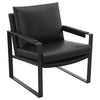 Rosy 28 Inch Accent Armchair Vegan Faux Leather Black and Charcoal Finish By Casagear Home BM309163