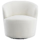 30 Inch Swivel Accent Chair Barrel Inspired Design Faux Sheepskin White By Casagear Home BM309165