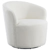 30 Inch Swivel Accent Chair Barrel Inspired Design Faux Sheepskin White By Casagear Home BM309165