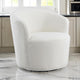 30 Inch Swivel Accent Chair, Barrel Inspired Design, Faux Sheepskin, White By Casagear Home