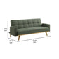 Kori 78 Inch Sofa Futon Bed with Tufted Green Fabric Angled Wooden Legs By Casagear Home BM309168