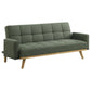 Kori 78 Inch Sofa Futon Bed with Tufted Green Fabric, Angled Wooden Legs By Casagear Home