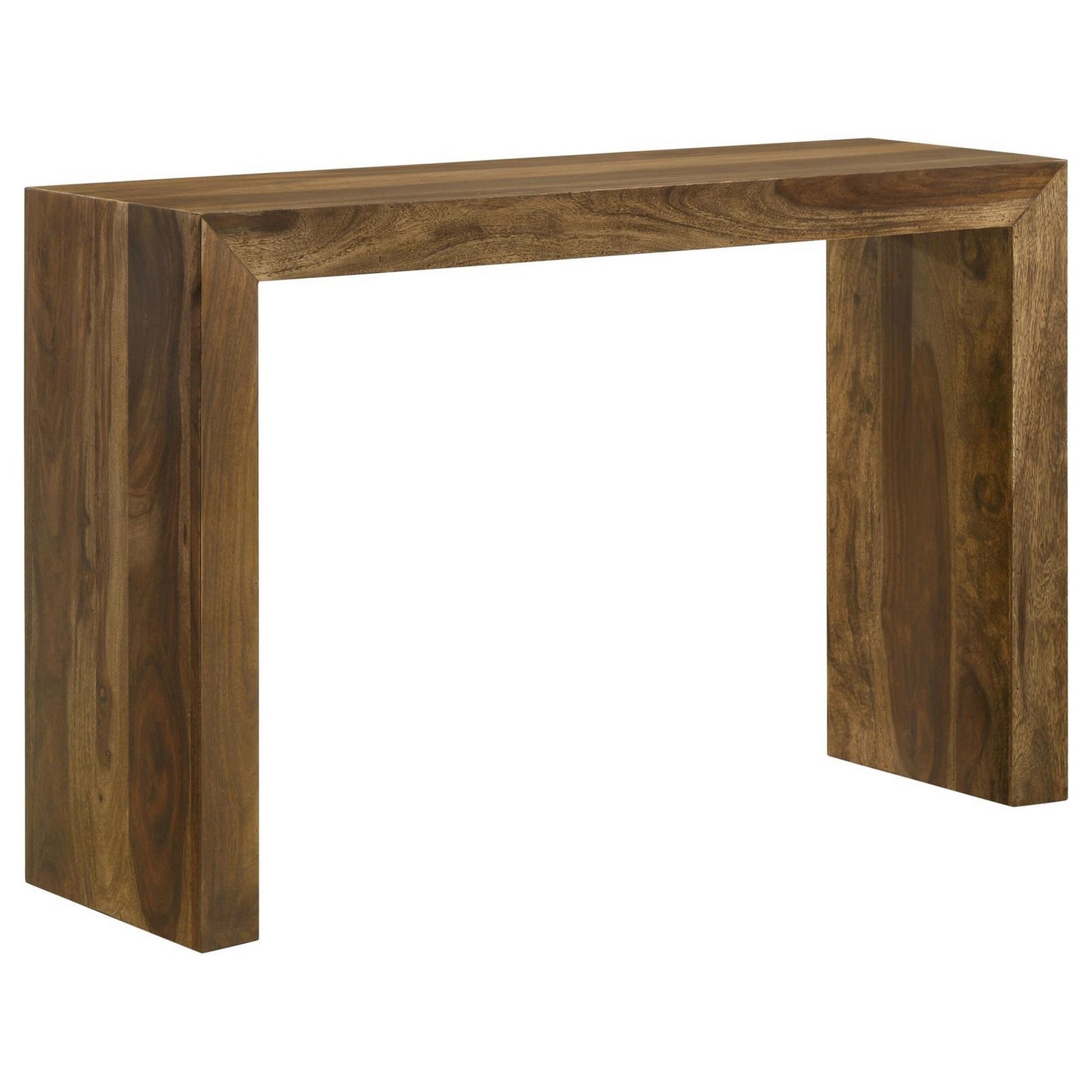 Ody 34 Inch Console Sofa Table, U Shaped, Sheesham Wood, Auburn Brown By Casagear Home