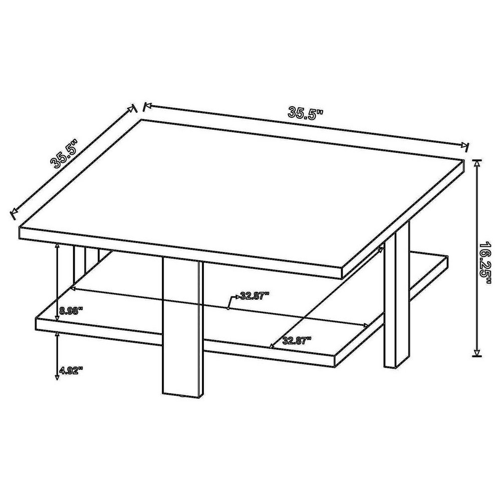 Dew 36 Inch Side Coffee Table Lower Shelf Engineered Wood Mango Brown By Casagear Home BM309180