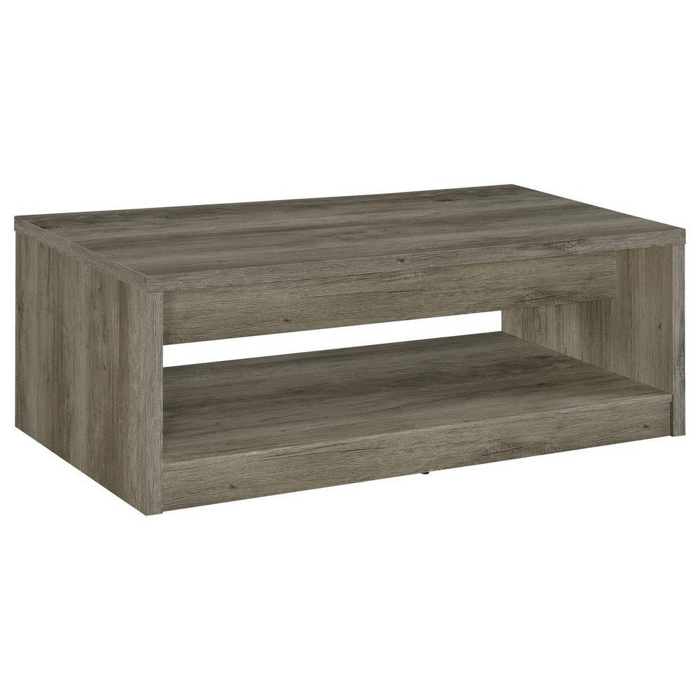 Lix 47 Inch Coffee Table with 1 Drawer MDF Rustic Weathered Gray Finish By Casagear Home BM309182