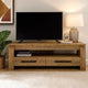 59 Inch TV Media Entertainment Console with 2 Drawers, Warm Wood Brown By Casagear Home