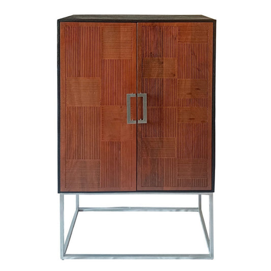 Manie 64 Inch Bar Cabinet with Inner Shelves, Mango Wood, Walnut Brown By Casagear Home