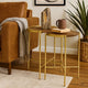 2 Piece Round Nesting Tables, Gold Iron, Modern Mango Wood, Warm Brown By Casagear Home