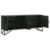 Riz 71 Inch Sideboard Cabinet Console Black Mango Wood Fluted Design By Casagear Home BM309215