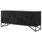 Riz 71 Inch Sideboard Cabinet Console Black Mango Wood Fluted Design By Casagear Home BM309215