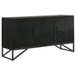 Riz 56 Inch Sideboard Cabinet Console, Black Mango Wood, Fluted Front By Casagear Home