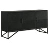 Riz 56 Inch Sideboard Cabinet Console, Black Mango Wood, Fluted Front By Casagear Home