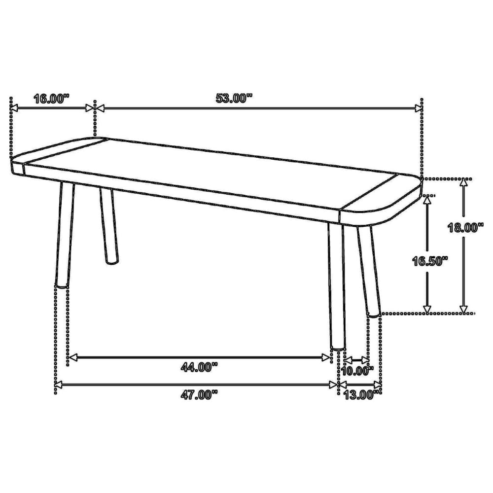 Mia 53 Inch Bench, Sheesham and Mango Wood Seat, Black Iron Legs, Brown  By Casagear Home