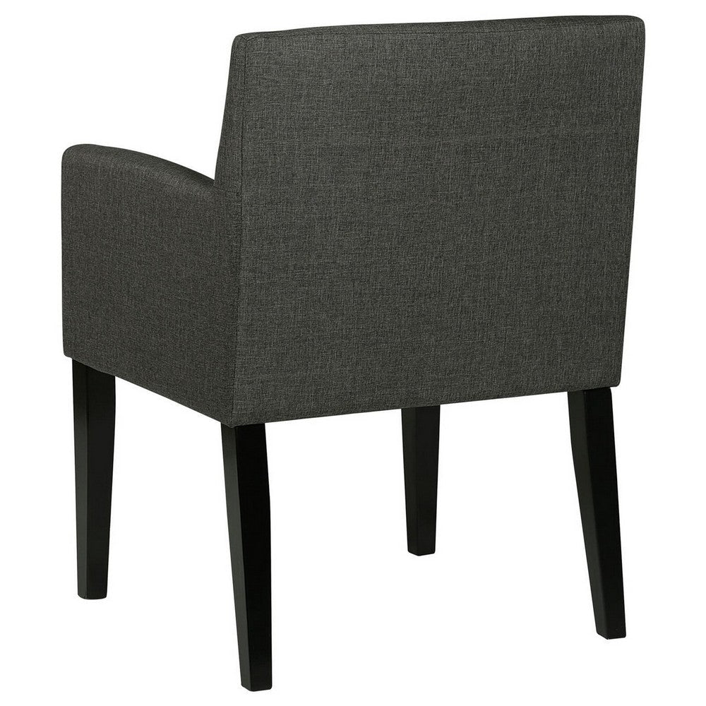 Kinza 24 Inch Armchair Set of 2 Gray Cushioned Seat Wood Block Legs By Casagear Home BM309222