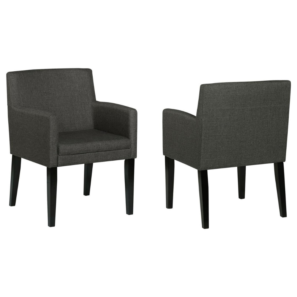 Kinza 24 Inch Armchair Set of 2, Gray, Cushioned Seat, Wood Block Legs By Casagear Home