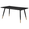 60 Inch Dining Table MDF Tabletop Rounded Metal Legs Brass Accents By Casagear Home BM309224