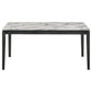 Abi 63 Inch Dining Table, 6 Seater, Beveled Top, Faux Marble Finish, Gray By Casagear Home