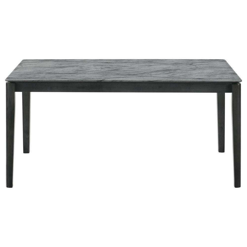 Abi 63 Inch Dining Table Beveled Top Faux Marble Finish Charcoal By Casagear Home BM309227