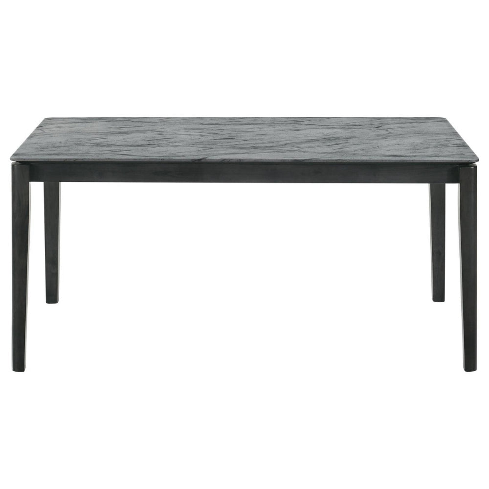 Abi 63 Inch Dining Table, Beveled Top, Faux Marble Finish, Charcoal By Casagear Home